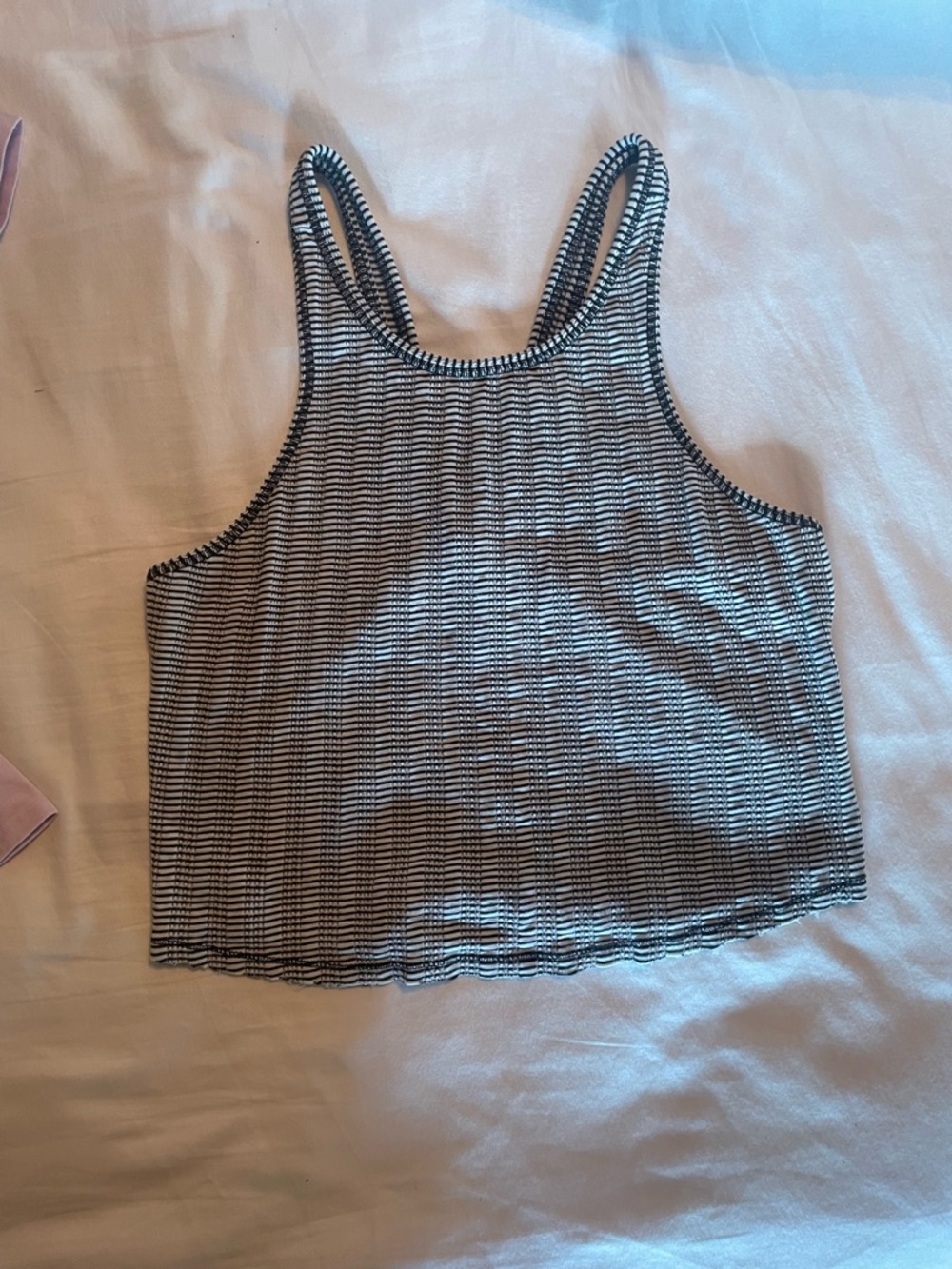 FP Striped Black & White Ribbed Tank Top